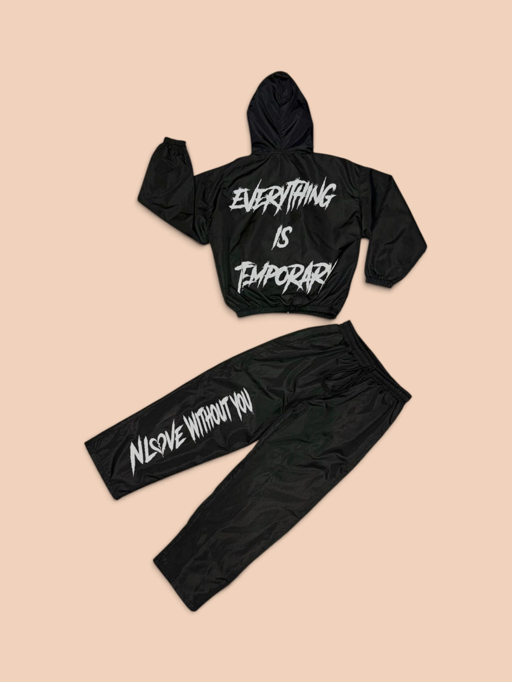 N Love Without You - Black Windbreaker Set
